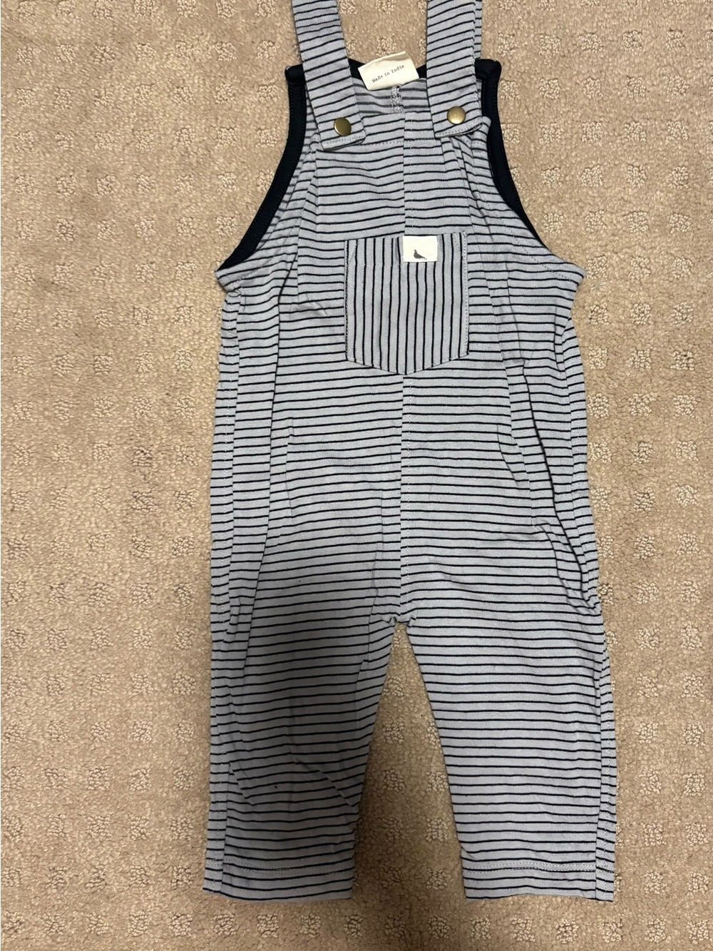 Turtledove London Grey and Black Striped Kids Overalls